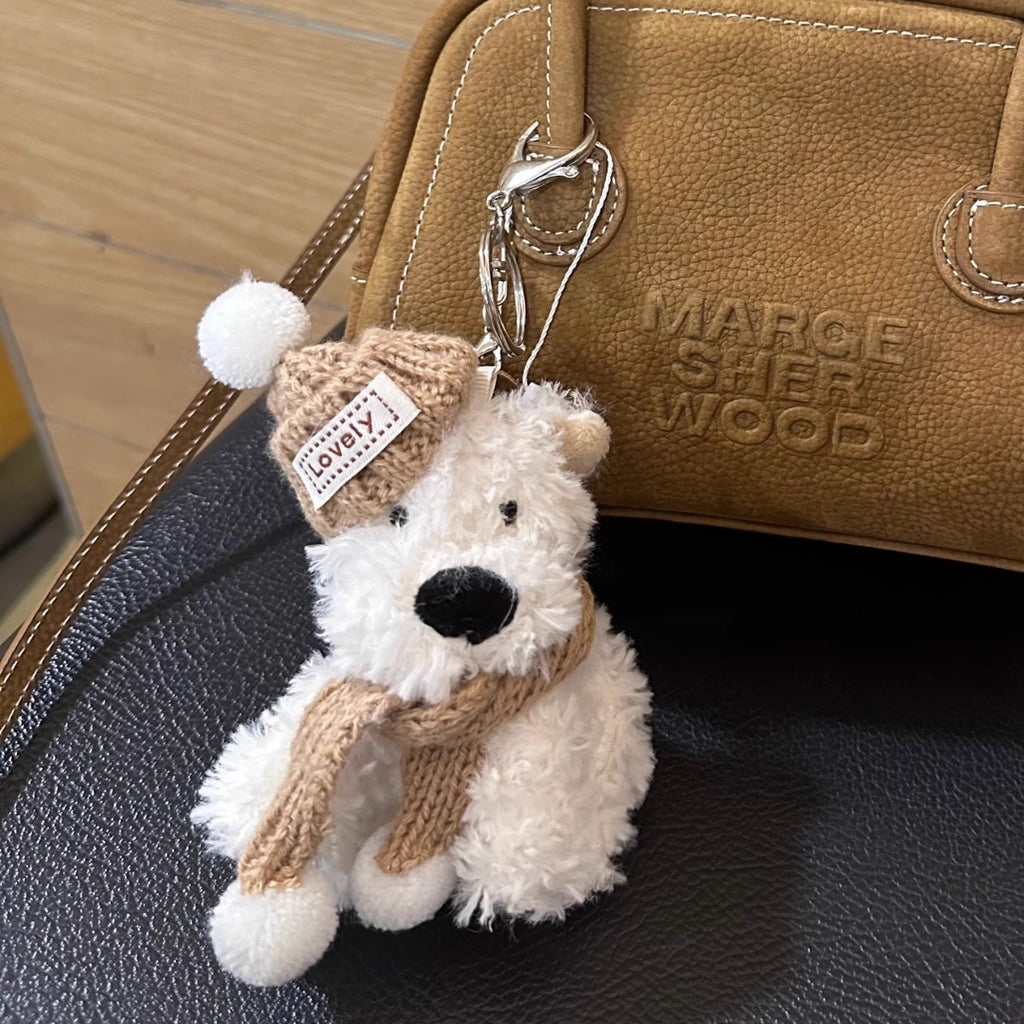 Cute West Highland Plush Pendant Cartoon Puppy Fur Doll Keychain