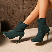 Womens Stylish Figure-flattering Suede High-heeled Ankle Boots