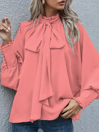 Ins Long-sleeved Blouse Bowknot Puff Sleeves Fashion Commuter Office Tops Women's Clothing