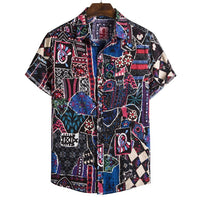African Ethnic Style Dark Flower Series Plus Size Linen Top