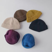 Pure Color Knitted Melon Leather Hood Children's Hat