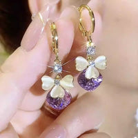 Light Luxury Green Zircon Ball Drop Earrings, Elegant Huggie Hoop Ear Cuffs, Delicate Sparkling Design