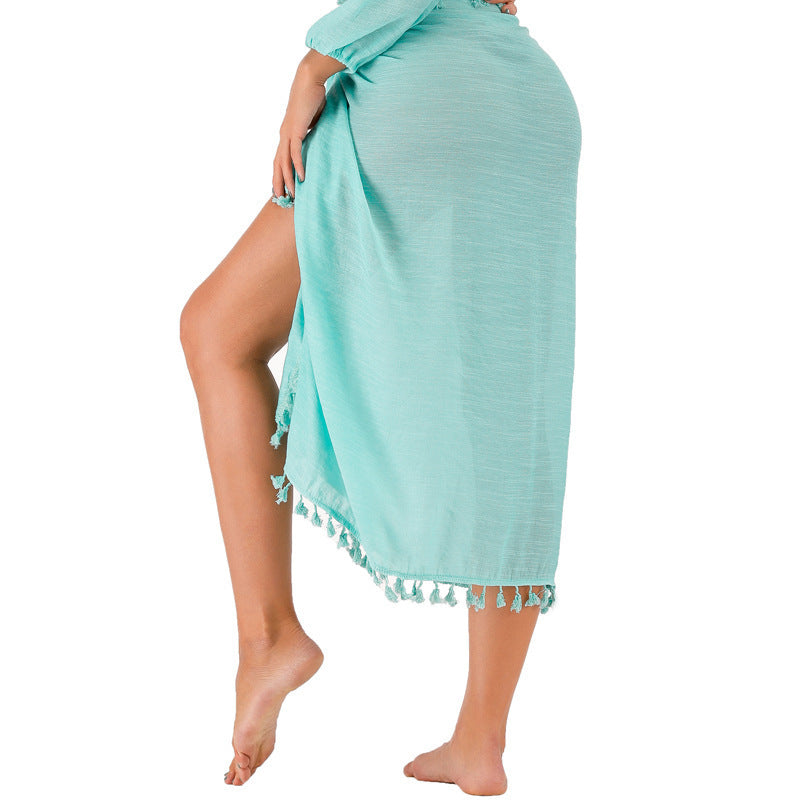 Seaside Vacation Sun Protection Tassel Shawl One-piece Apron Skirt