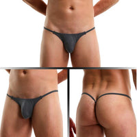 Low Waist Men's Underwear Ice Silk U Convex Multipurpose JJ Pull Ring Thong