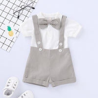 Boys Gray Blue Multicolor Suspenders With Bow