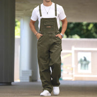Fashionable Casual Street-style Suspender Jeans Workwear Pants
