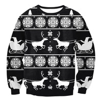 Santa Claus Elk Long Sleeved Round Neck Loose Top