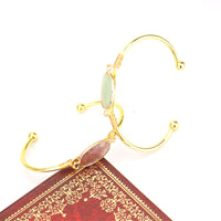 Crystal Stone Moonstone Gold-Edged Bracelet
