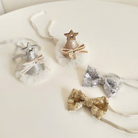 Pet Cat Birthday Gold And Silver Sequins Star Hat Bow