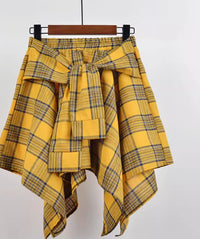 College Style Plaid Irregular Dance Skirt