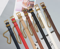 Versatile Ins Style Genuine Leather Gold Mouth Square Head Decorative Waistband