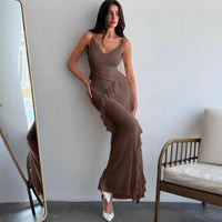 European And American-style Slim-fit Sexy Spaghetti-strap Mermaid Dress