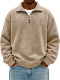 Stylish Vintage Oversized Mens Half-zip Hoodie