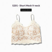 Lace Floral Camisole Mesh Top With Built-in Pads Sexy Slim-Fit Minimalist Base Layer