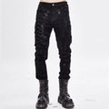 Punk Mecha Mens Trousers Slim-fit Casual Pants With A Washed Distressed Denim Look