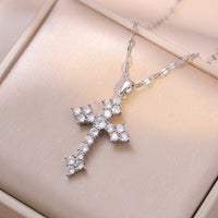 New Hip-Hop Zircon-Encrusted Cross Pendant And Zircon Chain Jewelry
