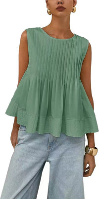Pleated Slim-fit Loose Vest Shirt