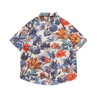 Fashion Oil Painting Flower Print Shirt Men