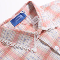 Short Sleeve Plaid Shirt Men And Women