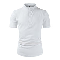 Loose Button Cotton And Linen Pure Color All-matching T-shirt