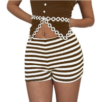 Fashionable Striped Sassy Low-Waist High-Stretch Womens Shorts
