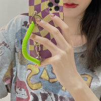 Compatible with Apple, Purple Checkerboard Suitable For Iphone12 11ProMax Protective Cover Xs Xr Lanyard Mobile Phone Case 8p Female