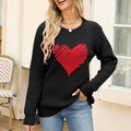 Loose Love Embroidered Crew Neck Pullover Long Sleeve Knitted Sweater For Women