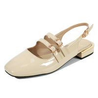 Women's Square-toe Low-block-heeled Closed-toe Pumps