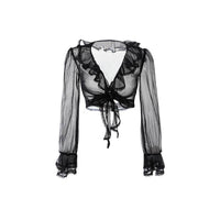 Women's Ruffle Trim Crop Lightweight Sun Protection Cover-up