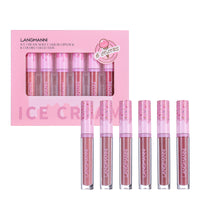 Matte Matte Lip Gloss 6-color Set, Long-lasting Non-stick Cup