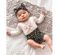 Girls Green Pullover Printed Cotton Suit