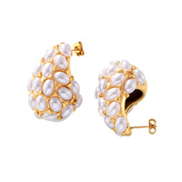 European And American Retro Drop Shape Inlaid Artificial Pearl Earrings