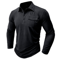 Lapel European And American Men's Shirt Solid Color Long Sleeve