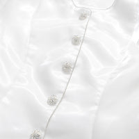 Round Neck Solid Color Single-breasted Lantern Sleeve Shirt