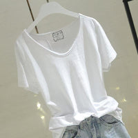 Versatile Patchwork Bamboo-cotton Thin Summer Short-sleeve Top