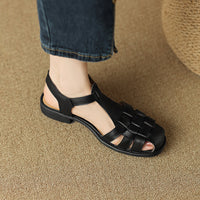 Spring Womens Low-heeled Closed-toe Open-heel Sandals