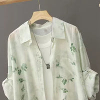 Casual Relaxed-fit Tie-dye Sun-protective Shirt