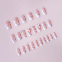 Mid-length French Style Bow Colorful Crystals Wear Nail Sticker