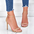 European And American Large Size Black Square Toe Shoes Stiletto Heel Pumps Strap Sandals