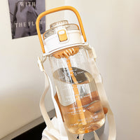 Double Drinking Straw Large Water Bottle Toilet Handle Carry Plastic Water Cup