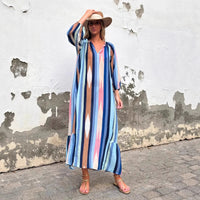 Fashionable Printed Cropped Sleeve Loose Dress