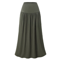 Womens Cotton Pocketed Skirt High-Waisted Elasticated Back Long Dress