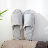 Couple Striped Home Linen Slippers For Women