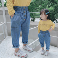 Girls' Fashionable And Versatile Personal Leisure Four-button Jeans