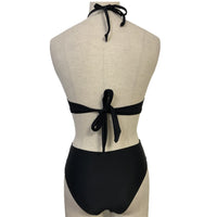 Amazon Solid Color Belt Loop Tie One Piece Swimsuit Women