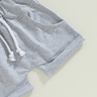 Boys' Fashion Letter Print Short-sleeve Shorts Suit