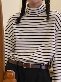 New Loose Striped Long-sleeved T-shirt For Women