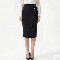 High-waisted Figure-flattering Sheath-style Straight Midi Skirt With A Slit Womens