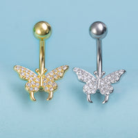 Stainless Steel Navel Ring Butterfly Zircon Body Piercing Ornament