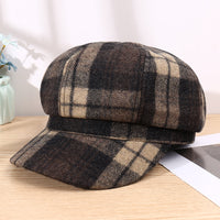 Korean Style Color Matching Plaid Beret Fashion Artistic Sunshade